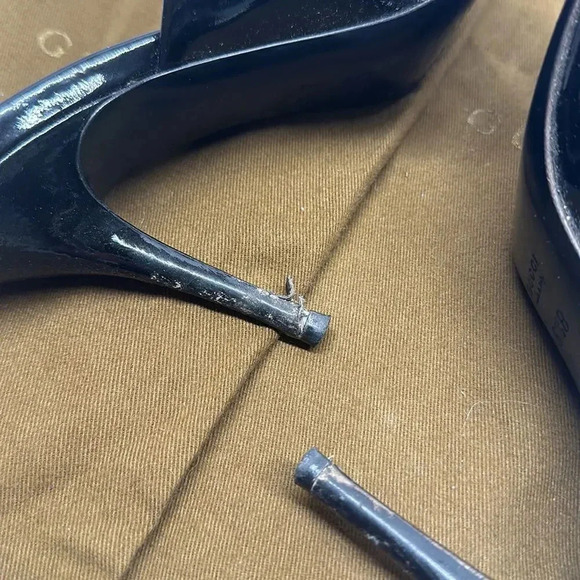 Gucci Heels Open Toe Mules Black Patent Leather Lace Up Pink Y2K Vintage 6.5 - Picture 8 of 12